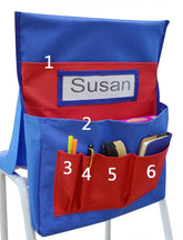 Chair Back Pocket School Seat Chairback Buddy Pocket Chart Desk Chair Seat Back Organizer Pocket Chair Organizer Student Name Tag With Pocket Chair Storage Pocket for Classroom Preschool Daycare (Red)